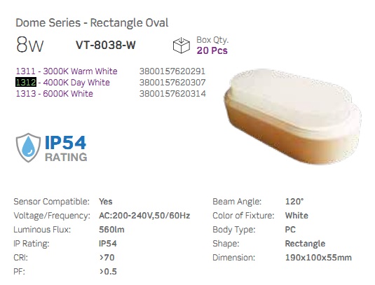 Plafoniera LED Ovale Bianca 8w Luce Fredda